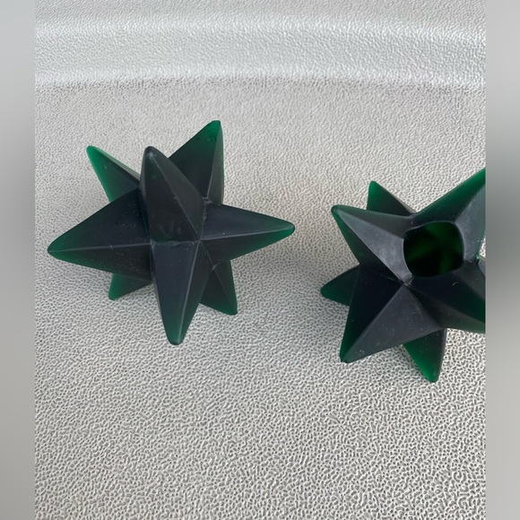 Art glass Candle Holder for Taper Star Shape, frosted green - Picture 3 of 5